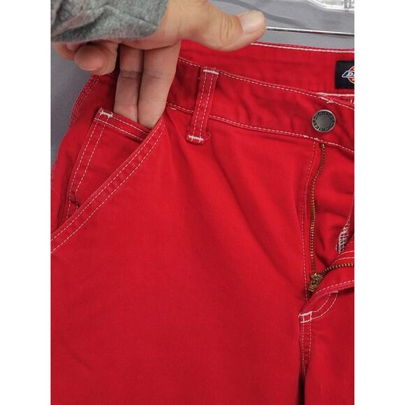 Dickies Pants Womens 29x30 Red Workwear Utility Hammer Loop Straight Rockabilly - Picture 9 of 16